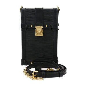 LOUIS VUITTON Pochette Trunk Vertical Epi Shoulder Bag black calf leather chain